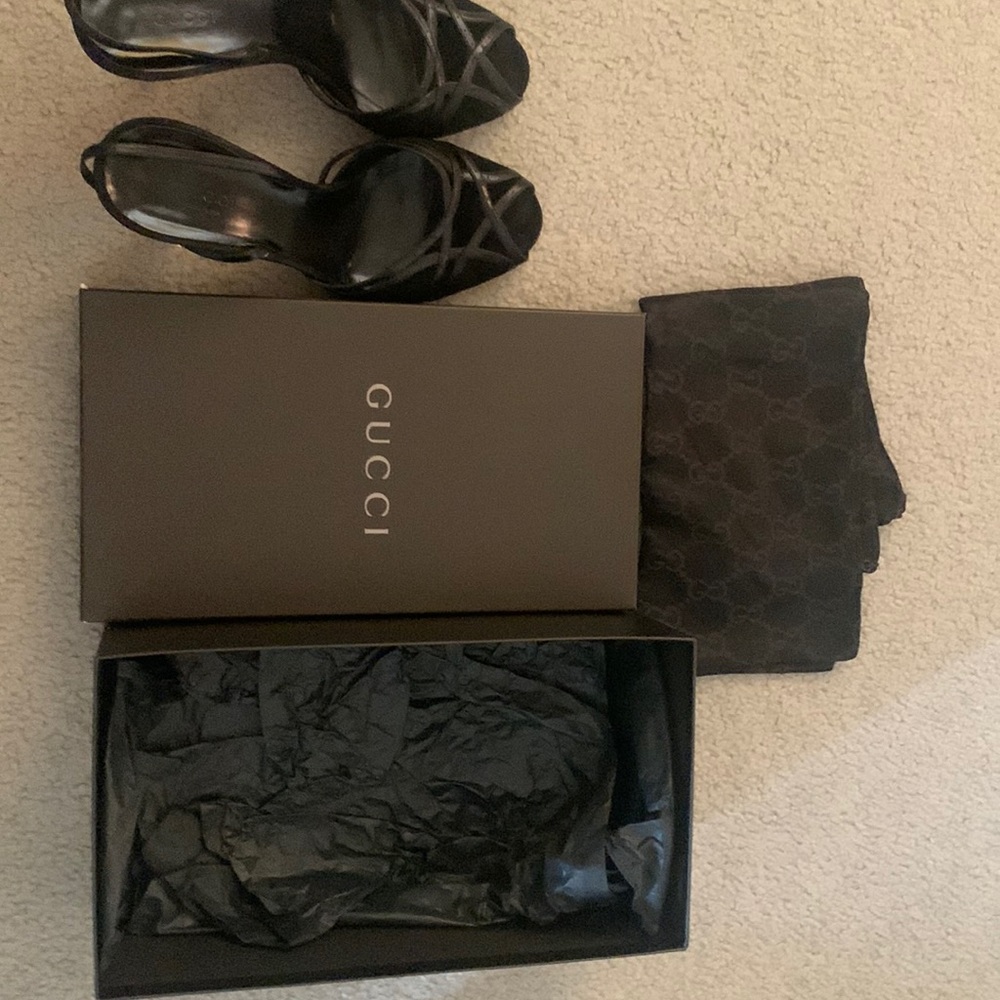 Sand Pelle S. Cuoio Black Gucci Sandal Heels